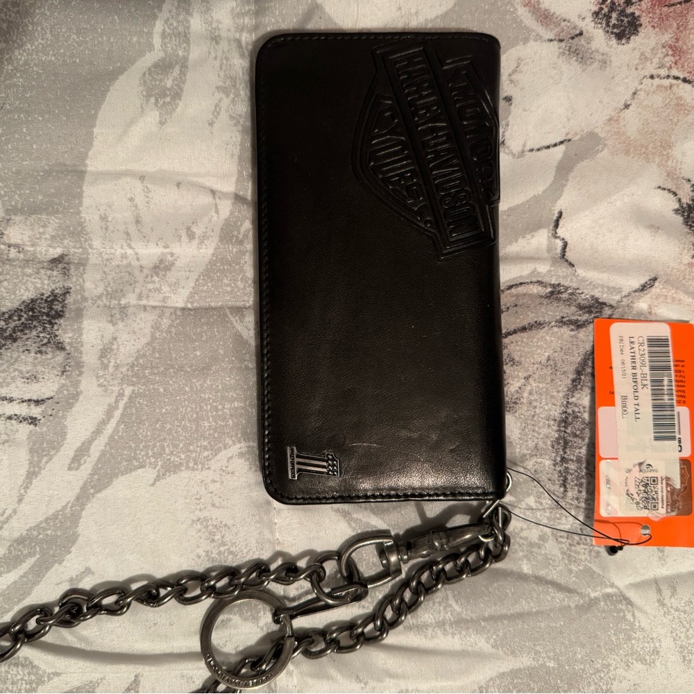 Harley-Davidson Black Leather Wallet with Chain
